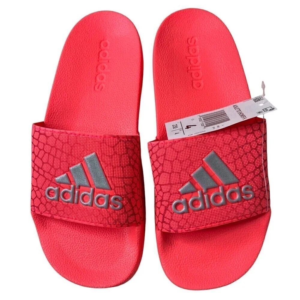 ADIDAS KIDS’ UNISEX ADILETTE SHOWER K SLIDES SIZE 4 Fluorescent Orange NEW